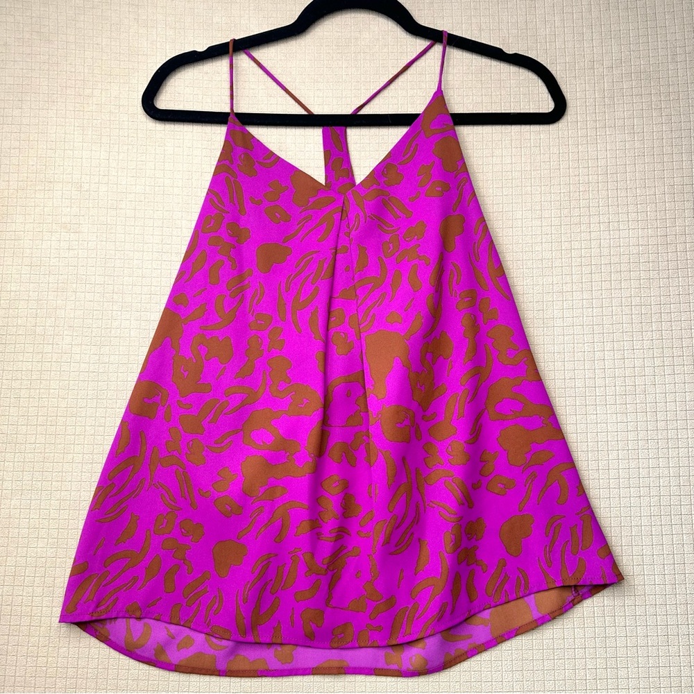 Saks Off Fifth, Renee C Racerback Tank Top Pink Print Womens Size XL Lightweight